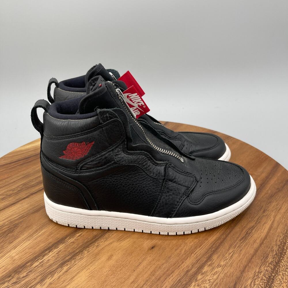 Nike Air Jordan 1 High Zip Shoes Womens Size 6 Premium Black Red Phantom